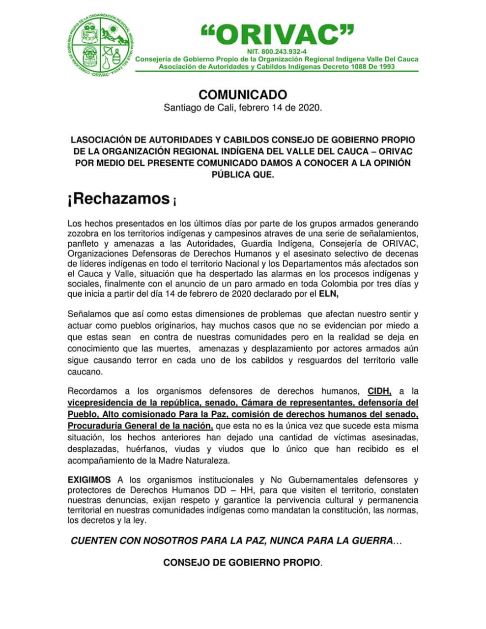 ccomunicadoorivacparo